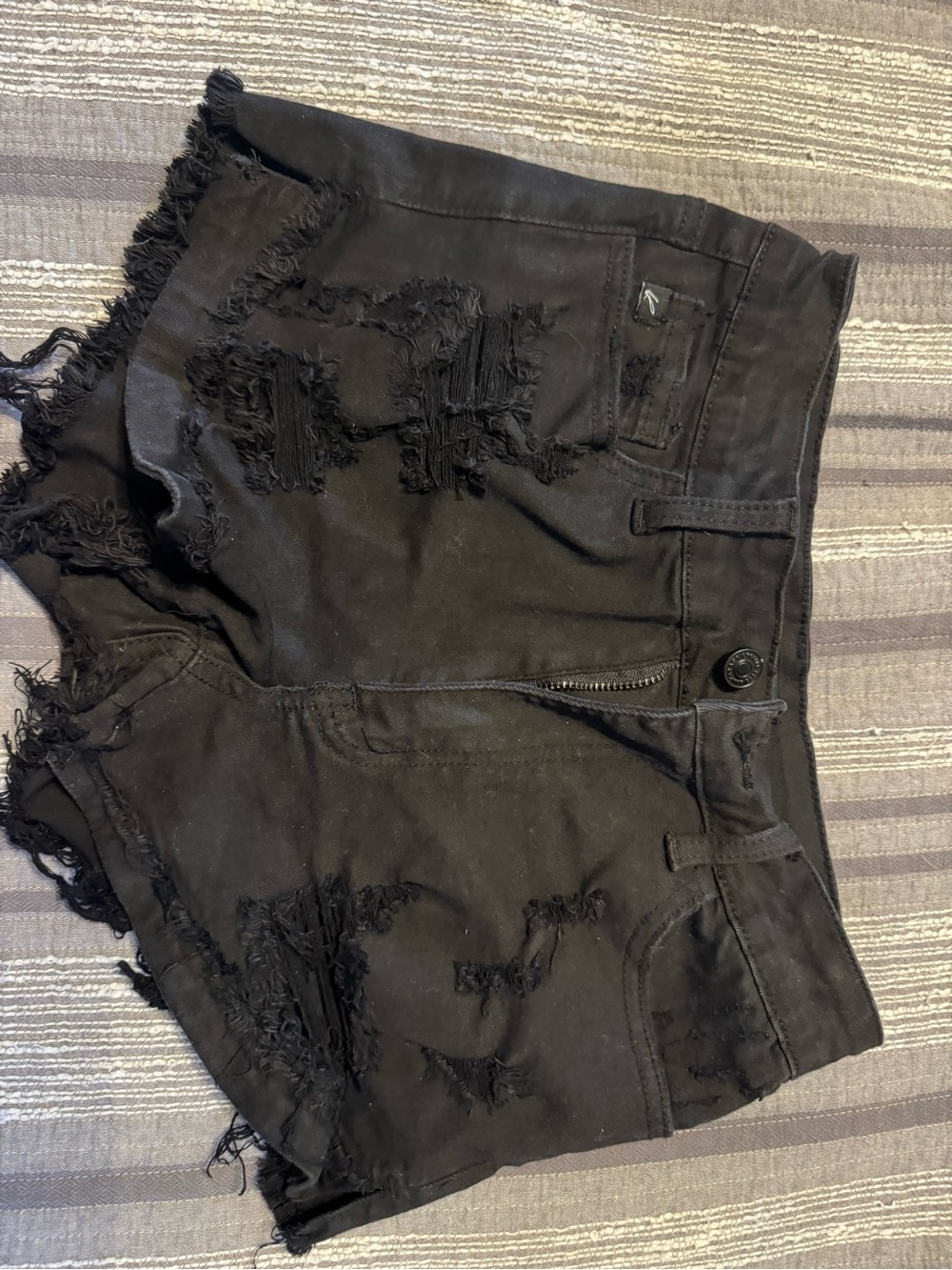 KanCan Black Distressed Frayed Hem Jean Shorts